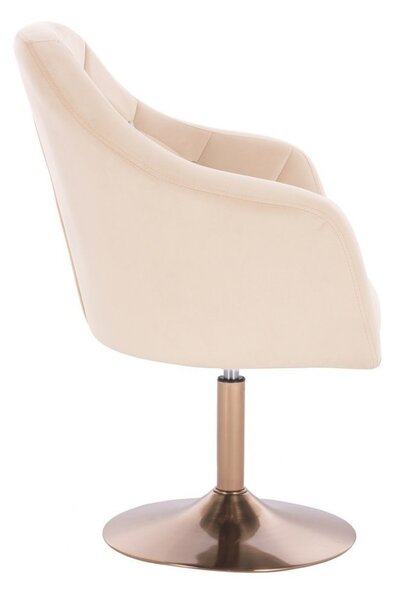 LuxuryForm DESIGN Křeslo ROMA VELUR na zlatém talíři - krémové