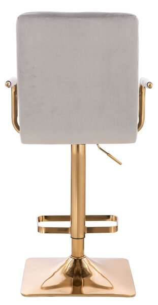 LuxuryForm DESIGN Barová židle VERONA GOLD VELUR na zlaté hranaté podstavě - světle šedá