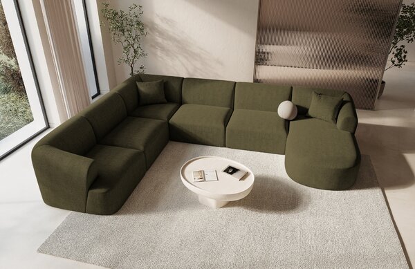 -25 % Dny MOMENTI– Cosmopolitan Design Zelená čalouněná rohová pohovka Campi 330 cm, levá