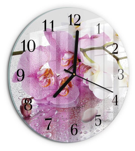 Skleněné nástěnné hodiny Orchidej zsoc-fi30-00175250