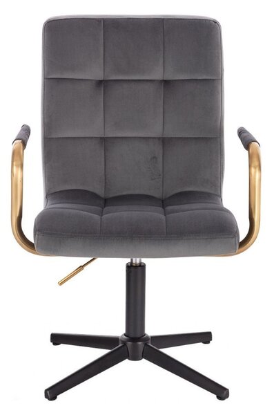 LuxuryForm DESIGN Židle VERONA GOLD VELUR na černém kříži - tmavě šedá