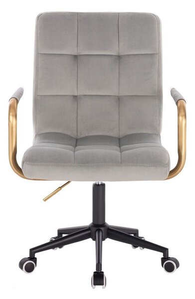LuxuryForm DESIGN Židle VERONA GOLD VELUR na černé podstavě s kolečky - světle šedá