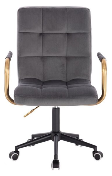LuxuryForm DESIGN Židle VERONA GOLD VELUR na černé podstavě s kolečky - tmavě šedá
