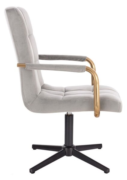 LuxuryForm DESIGN Židle VERONA GOLD VELUR na černém kříži - světle šedá