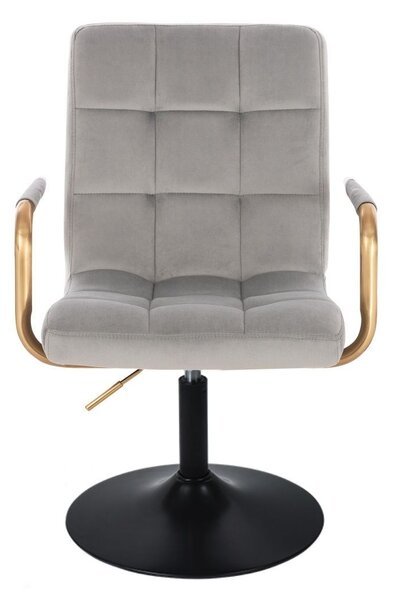 LuxuryForm DESIGN Židle VERONA GOLD VELUR na černém talíři - světle šedá