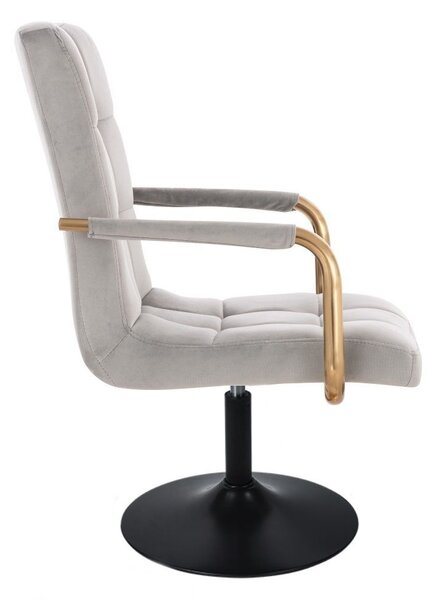 LuxuryForm DESIGN Židle VERONA GOLD VELUR na černém talíři - světle šedá