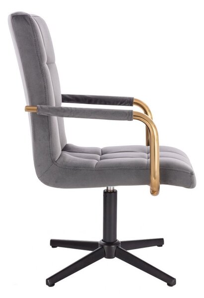 LuxuryForm DESIGN Židle VERONA GOLD VELUR na černém kříži - tmavě šedá