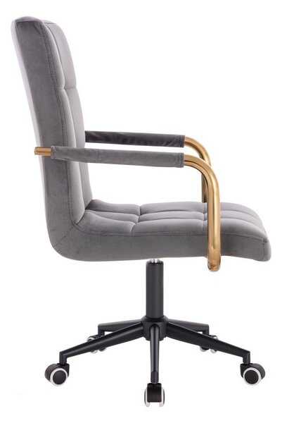 LuxuryForm DESIGN Židle VERONA GOLD VELUR na černé podstavě s kolečky - tmavě šedá