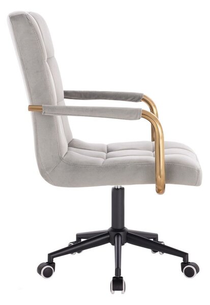 LuxuryForm DESIGN Židle VERONA GOLD VELUR na černé podstavě s kolečky - světle šedá