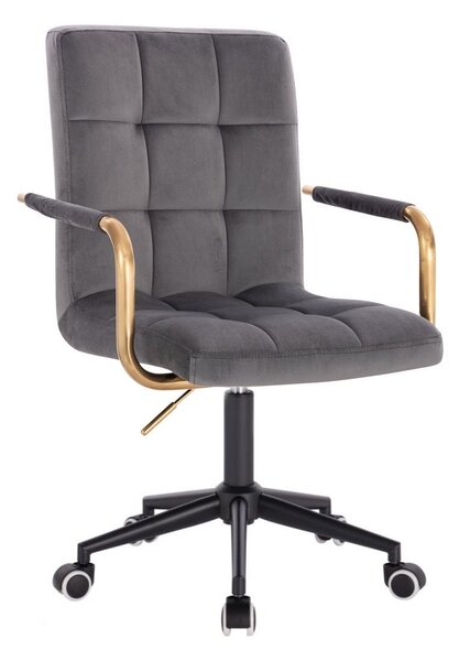 LuxuryForm DESIGN Židle VERONA GOLD VELUR na černé podstavě s kolečky - tmavě šedá