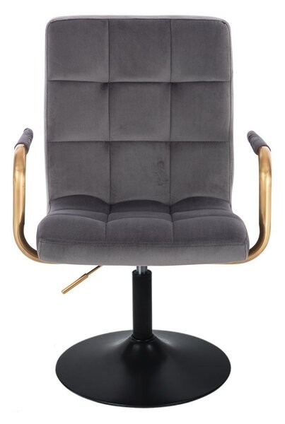 LuxuryForm DESIGN Židle VERONA GOLD VELUR na černém talíři - tmavě šedá