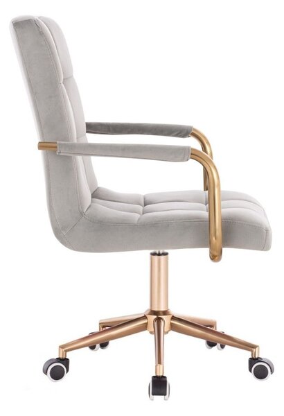 LuxuryForm DESIGN Židle VERONA GOLD VELUR na zlaté podstavě s kolečky - světle šedá