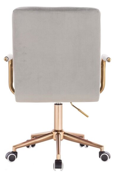 LuxuryForm DESIGN Židle VERONA GOLD VELUR na zlaté podstavě s kolečky - světle šedá