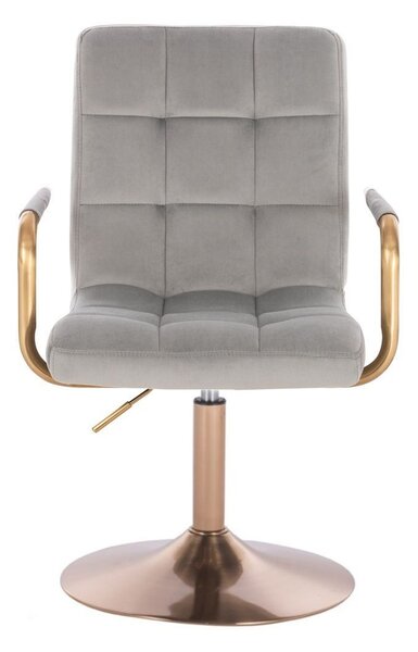 LuxuryForm DESIGN Židle VERONA GOLD VELUR na zlatém talíři - světle šedá