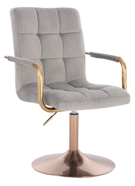 LuxuryForm DESIGN Židle VERONA GOLD VELUR na zlatém talíři - světle šedá