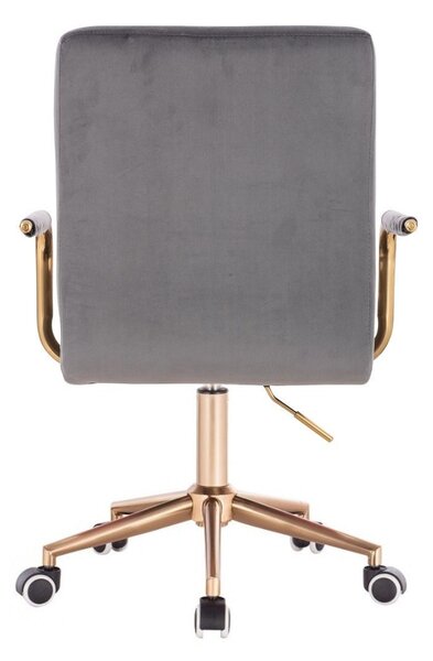LuxuryForm DESIGN Židle VERONA GOLD VELUR na zlaté podstavě s kolečky - tmavě šedá