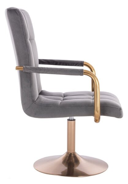 LuxuryForm DESIGN Židle VERONA GOLD VELUR na zlatém talíři - tmavě šedá