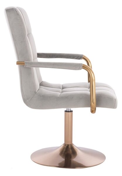 LuxuryForm DESIGN Židle VERONA GOLD VELUR na zlatém talíři - světle šedá