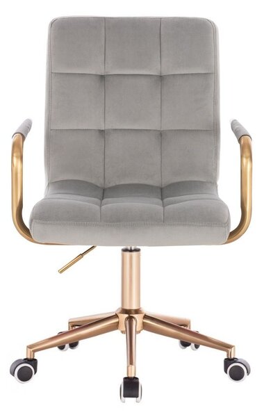 LuxuryForm DESIGN Židle VERONA GOLD VELUR na zlaté podstavě s kolečky - světle šedá