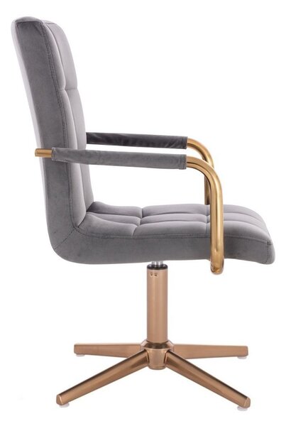 LuxuryForm DESIGN Židle VERONA GOLD VELUR na zlatém kříži - tmavě šedá