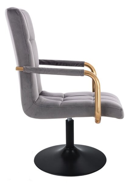 LuxuryForm DESIGN Židle VERONA GOLD VELUR na černém talíři - tmavě šedá