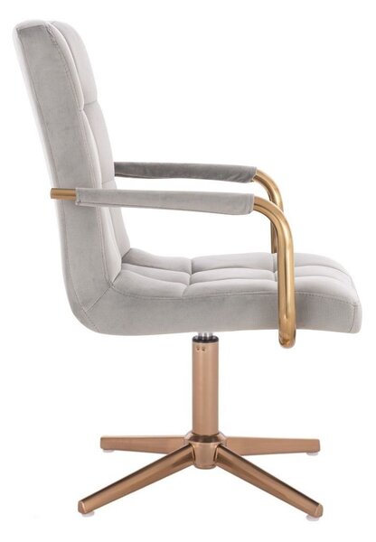 LuxuryForm DESIGN Židle VERONA GOLD VELUR na zlatém kříži - světle šedá