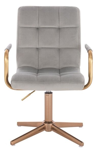 LuxuryForm DESIGN Židle VERONA GOLD VELUR na zlatém kříži - světle šedá