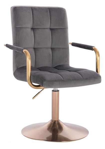 LuxuryForm DESIGN Židle VERONA GOLD VELUR na zlatém talíři - tmavě šedá
