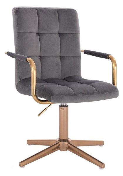LuxuryForm DESIGN Židle VERONA GOLD VELUR na zlatém kříži - tmavě šedá