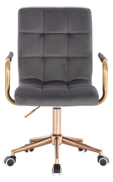 LuxuryForm DESIGN Židle VERONA GOLD VELUR na zlaté podstavě s kolečky - tmavě šedá