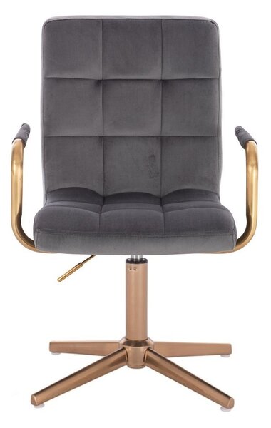 LuxuryForm DESIGN Židle VERONA GOLD VELUR na zlatém kříži - tmavě šedá