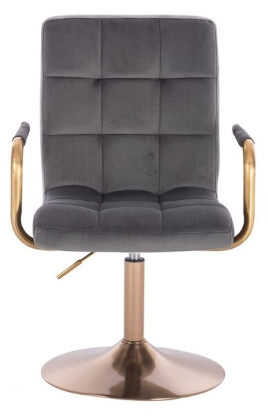 LuxuryForm DESIGN Židle VERONA GOLD VELUR na zlatém talíři - tmavě šedá