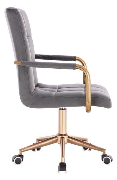 LuxuryForm DESIGN Židle VERONA GOLD VELUR na zlaté podstavě s kolečky - tmavě šedá