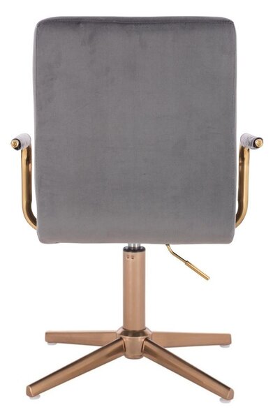 LuxuryForm DESIGN Židle VERONA GOLD VELUR na zlatém kříži - tmavě šedá