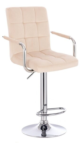 LuxuryForm Barová židle VERONA VELUR na stříbrném talíři - krémová
