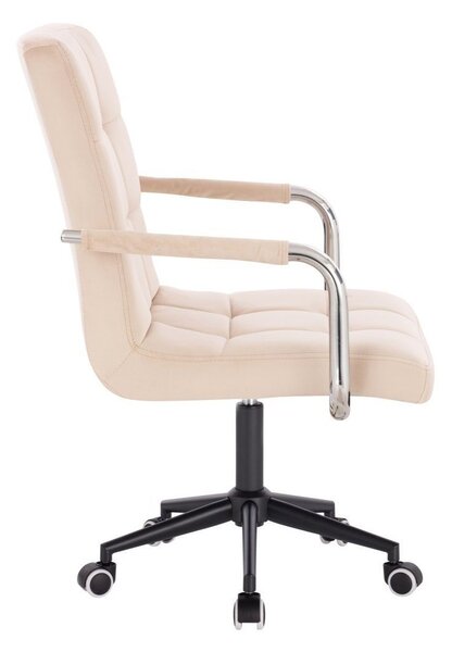 LuxuryForm DESIGN Židle VERONA VELUR na černé podstavě s kolečky - krémová