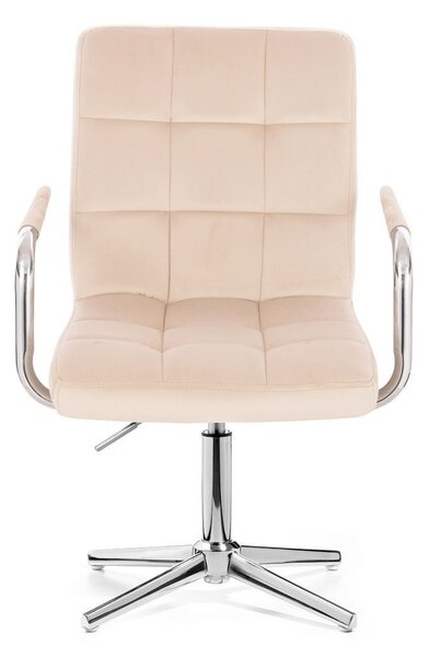 LuxuryForm DESIGN Židle VERONA VELUR na stříbrném kříži - krémová