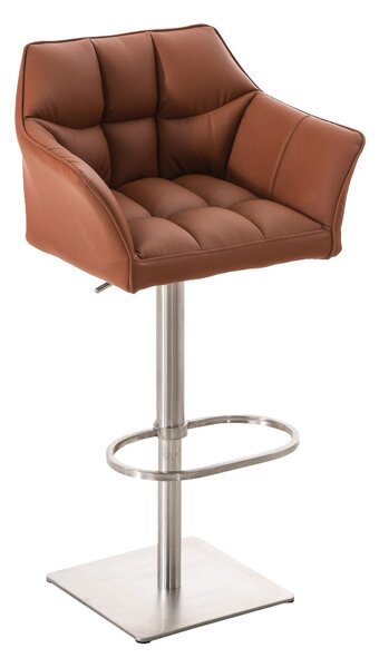 Barová židle Damas E1 ~ koženka, nerezový rám - Světle hnědá