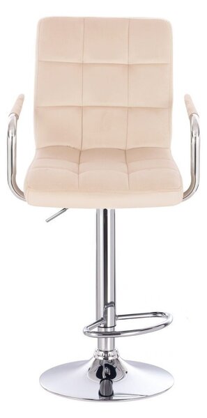 LuxuryForm DESIGN Barová židle VERONA VELUR na stříbrném talíři - krémová