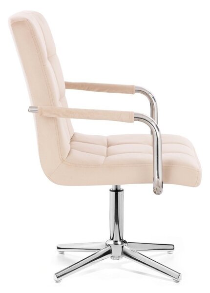 LuxuryForm DESIGN Židle VERONA VELUR na stříbrném kříži - krémová