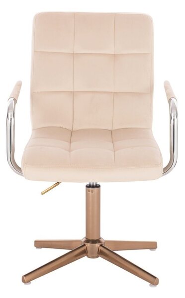 LuxuryForm DESIGN Židle VERONA VELUR na zlatém kříži - krémová