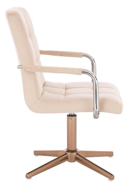 LuxuryForm DESIGN Židle VERONA VELUR na zlatém kříži - krémová
