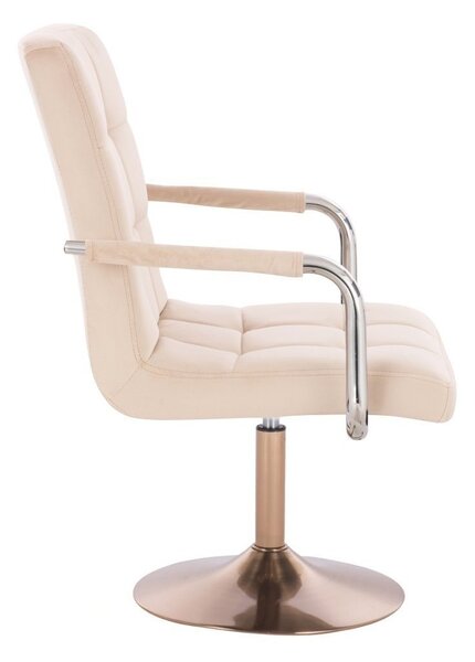 LuxuryForm DESIGN Židle VERONA VELUR na zlatém talíři - krémová