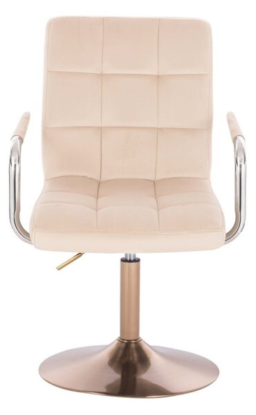 LuxuryForm DESIGN Židle VERONA VELUR na zlatém talíři - krémová