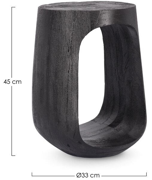 Bizzotto Černý dřevěný odkládací stolek Lopez Ø33 cm