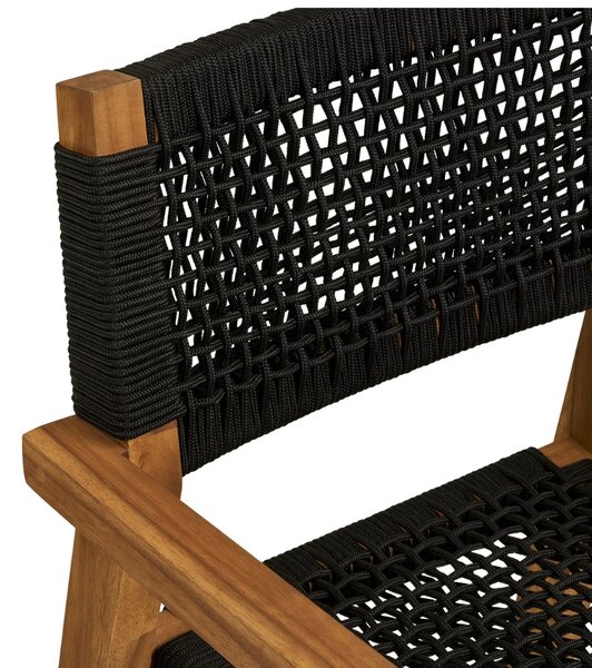 Nordic Living Dřevěná zahradní židle Zino s černým výpletem