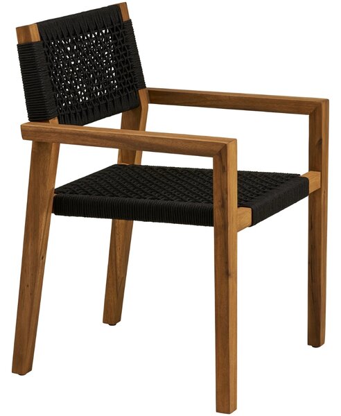Nordic Living Dřevěná zahradní židle Zino s černým výpletem