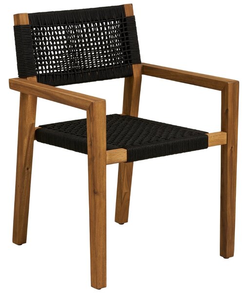 Nordic Living Dřevěná zahradní židle Zino s černým výpletem