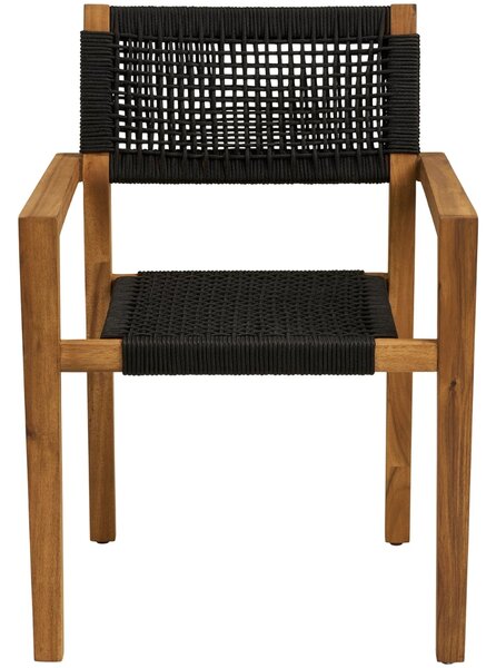 Nordic Living Dřevěná zahradní židle Zino s černým výpletem