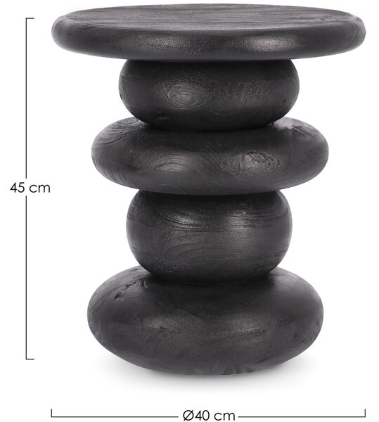 Bizzotto Černý dřevěný odkládací stolek Lopez Ø40 cm